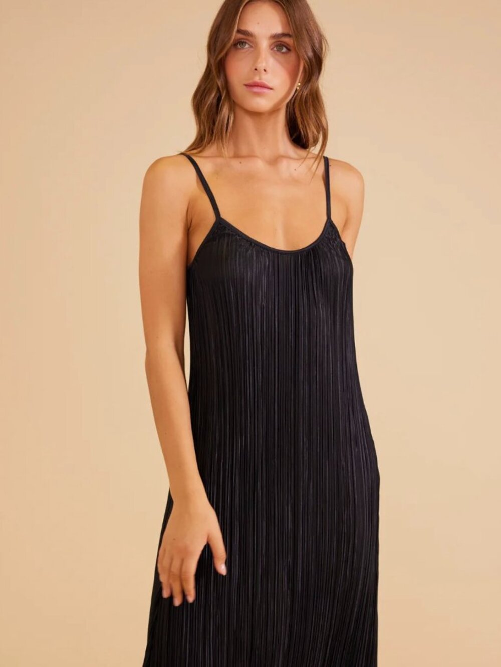 MinkPink Livia Plissé Cami Midi Dress – Size Large ✨